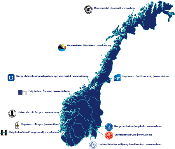 Figur 4.12  Utdanningssteder for høyere utdanning i Norge.