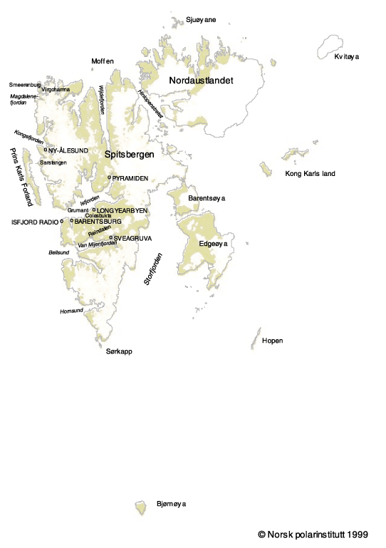Figur 1.1 Kart over Svalbard