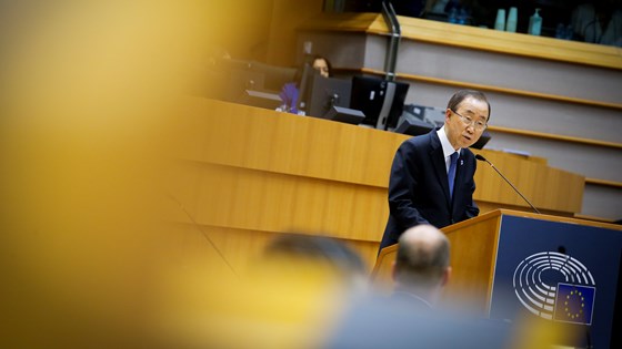 FNs generalsekretær Ban Ki-moon talte i Europaparlamentet 27. mai 2015