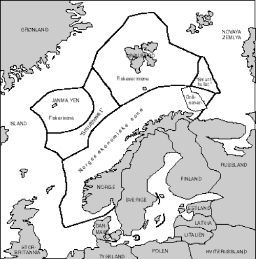 Figur 3.1 Norge og tilstøtende områder