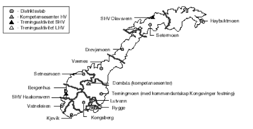 Figur 7.2 Heimevernets lokaliseringer