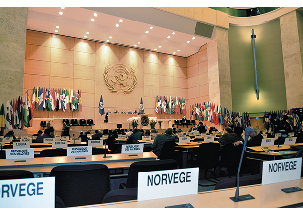 Figure 1.2 Palais des Nations, Geneva. The Afghan Minister of Labour speaking at the ILO Labour Conference. 