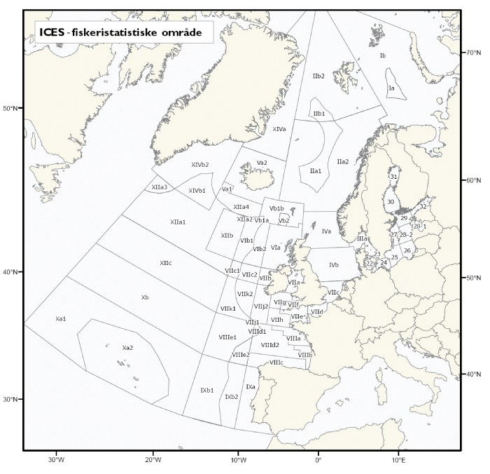 Figur 3.1 Dei ulike statistikkområda som ICES nyttar i si rådgjeving