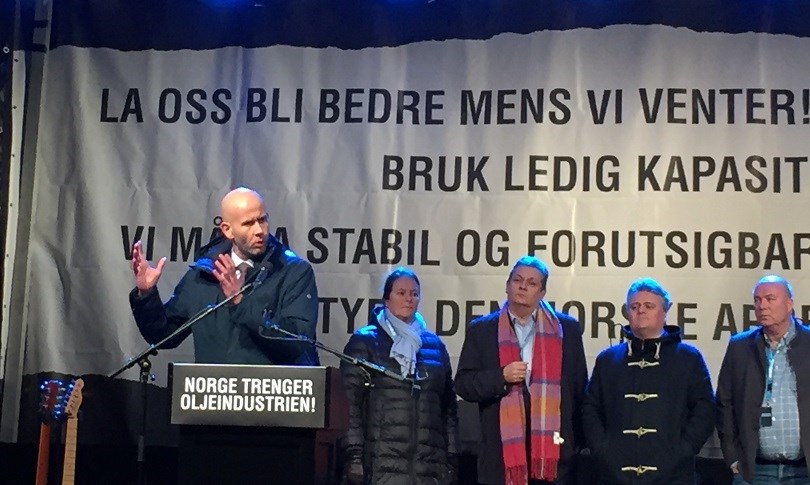 Olje- og energiminister Tord Lien deltok på en markering i Stavanger onsdag 18. november