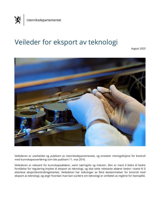 Figur 6.2 UD publiserte veilederen for eksport av teknologi i august 2025.