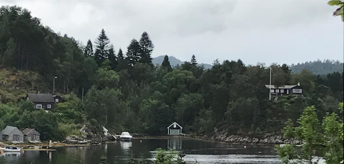Eldre naust i et område med blandet bolig og fritidsbolig bebyggelse.