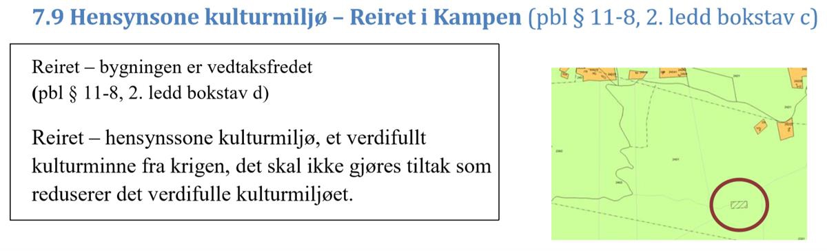 Eksempel på utsnitt som viser bestemmelser og retningslinjer for kommuneplanens arealdel.
