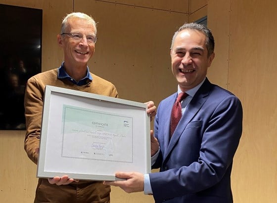 Dragan Petrović, Serbians ambassador to Norway receives the certificate signed by the Norwegian Minister of Agriculture and Food Ms. Sandra Borch.