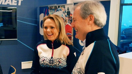 Kulturminister Linda Hofstad Halleland og administrerende direktør for Skiskytter VM 2016 Per Bergerud.