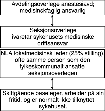 Figur 4.8 Typisk organisasjonsform ved baser hvor NLA har det medisinske driftsansvaret