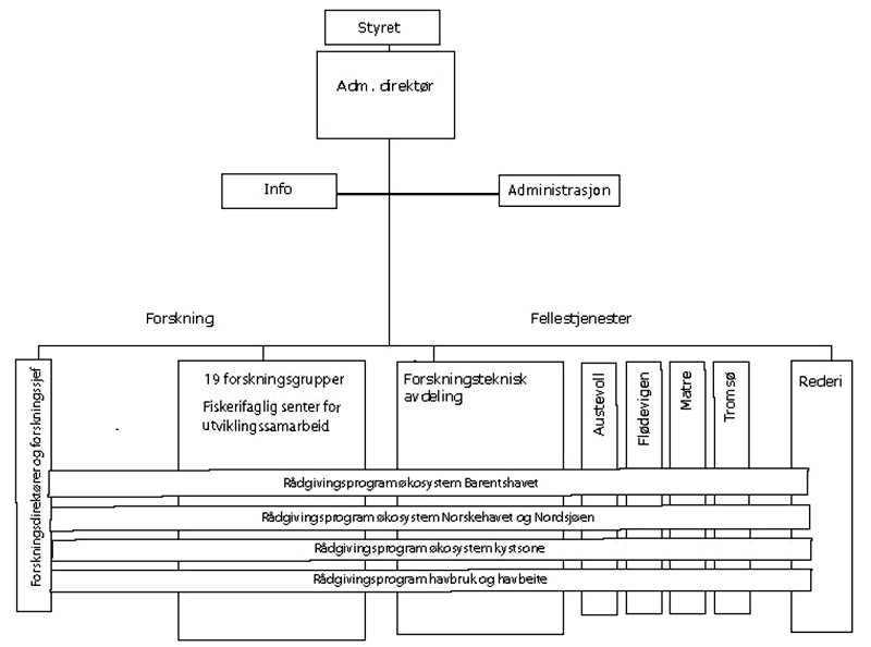 Figur 6.1 Havforskningsinstituttets organisasjon fra 1. januar 2004.