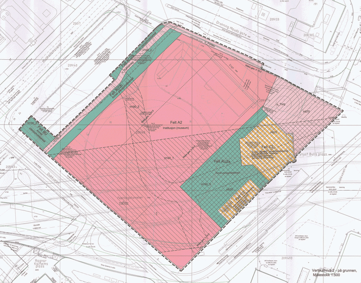 Figur 3.2 Utsnitt av reguleringsplan for Vestbanen.