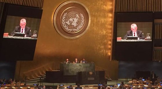Presidenten for FNs generalforsamling Mogens Lykketoft avsluttet lørdag det han kalte en historisk generaldebatt. Foto: Martin H. Torbergsen, FN-delegasjonen