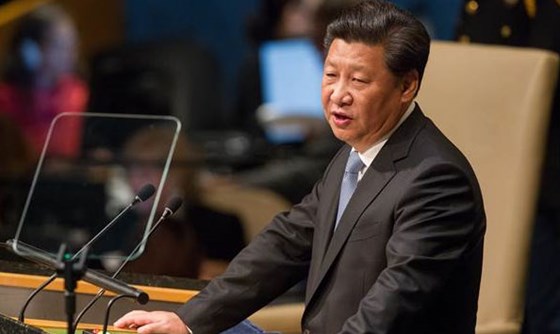 Kinas president Xi Jinping taler under FNs generalforsamling. Foto: Loey Felipe, FN
