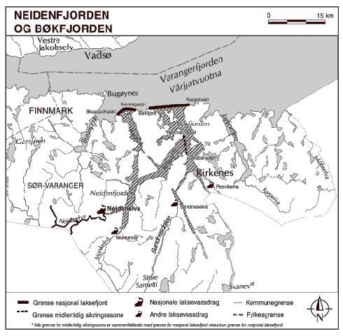 Figur 1.21 Kart over Neidenfjorden og Bøkfjorden