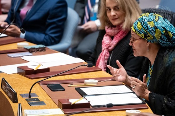 FNs visegeneralsekretær Amina Mohammed i Sikkerhetsrådet