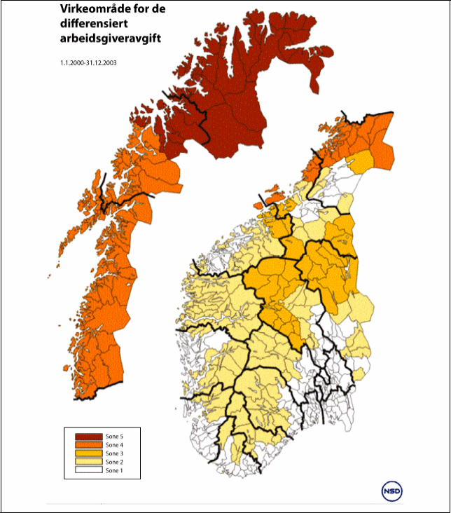 Figur 15.3 Virkeområde for differensiert arbeidsgiveravgift1