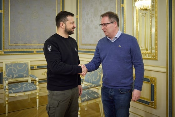 Forsvarsminister Bjørn Arild Gram møtte den ukrainske presidenten Volodymyr Zelenskyj 