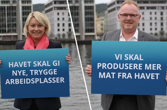 Næringsminister Monica Mæland og fiskeriminister Per Sandberg. Foto: NFD