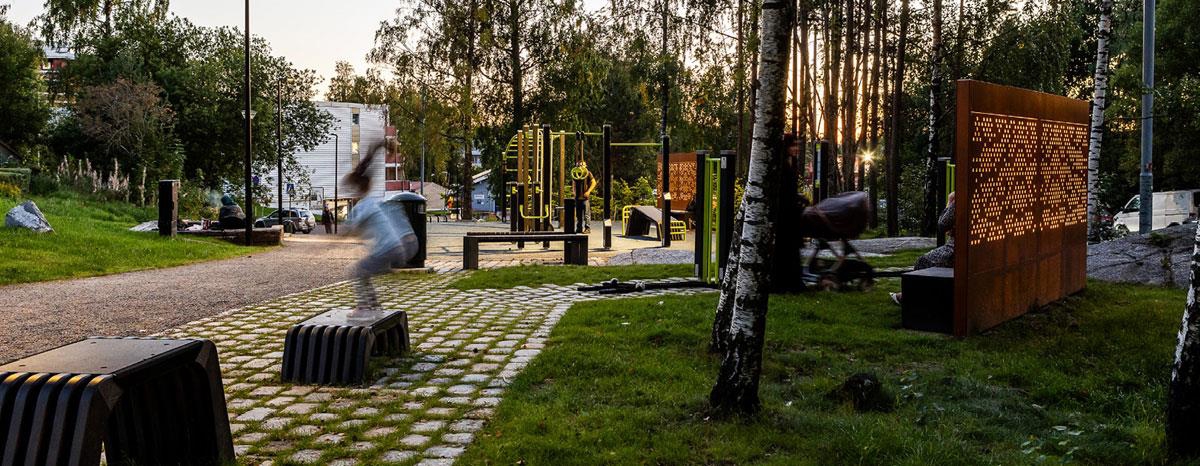 Bilde 28: Skilpaddeparken, Mortensrud, Oslo. Byggherre: Oslo kommune, Bymiljøetaten. Landskapsarkitekt: PIR2 AS og Bar Bakke AS. Foto: Tove Lauluten