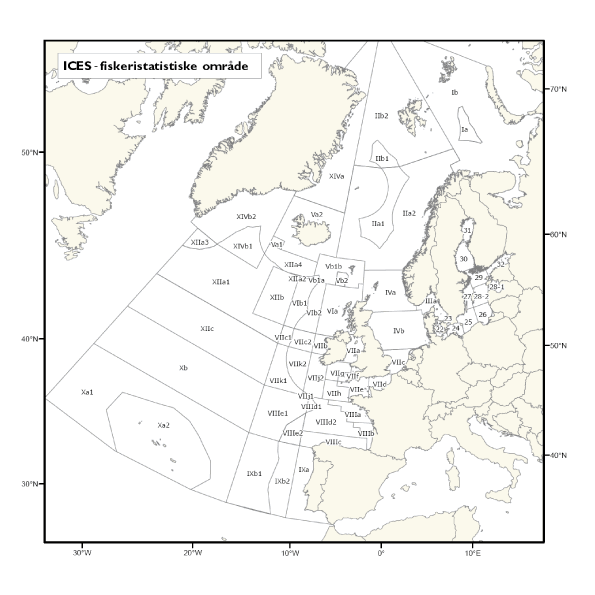 Figur 3.1 Dei ulike statistikkområda som ICES nyttar i si rådgjeving. 