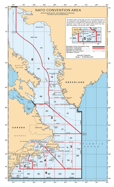 Figur 3.2 NAFO sitt konvensjonsområde.