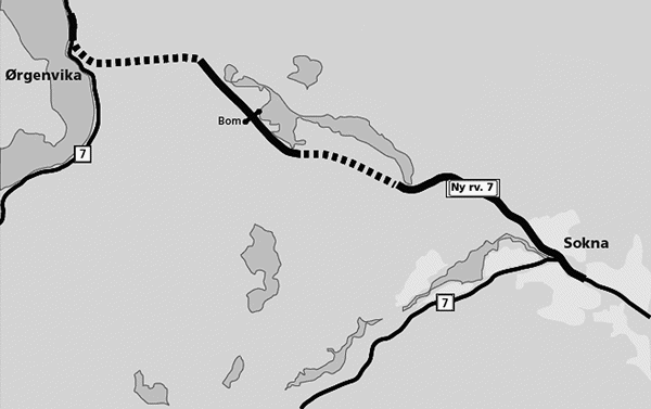 Figur 2.1 Rv 7 Sokna – Ørgenvika.