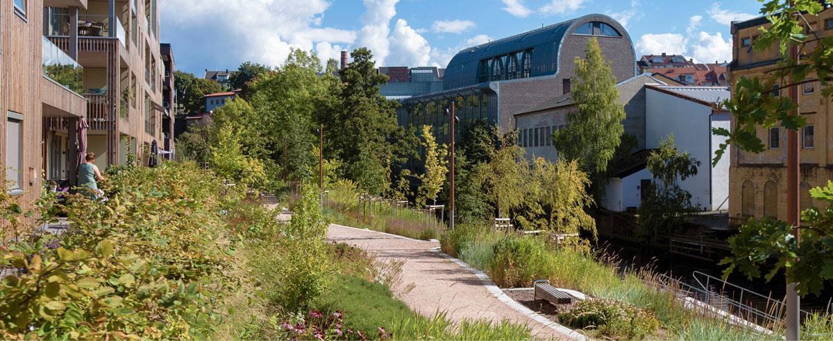 Photo of Verket, Moss. Developer: Höegh Eigedom AS. Architect/Landscape architect: MEI/Lala Tøyen AS/A-lab AS/Mad AS/NIELSTORP+ arkitekter AS/Asplan Viak AS. Photo: Lala Tøyen AS