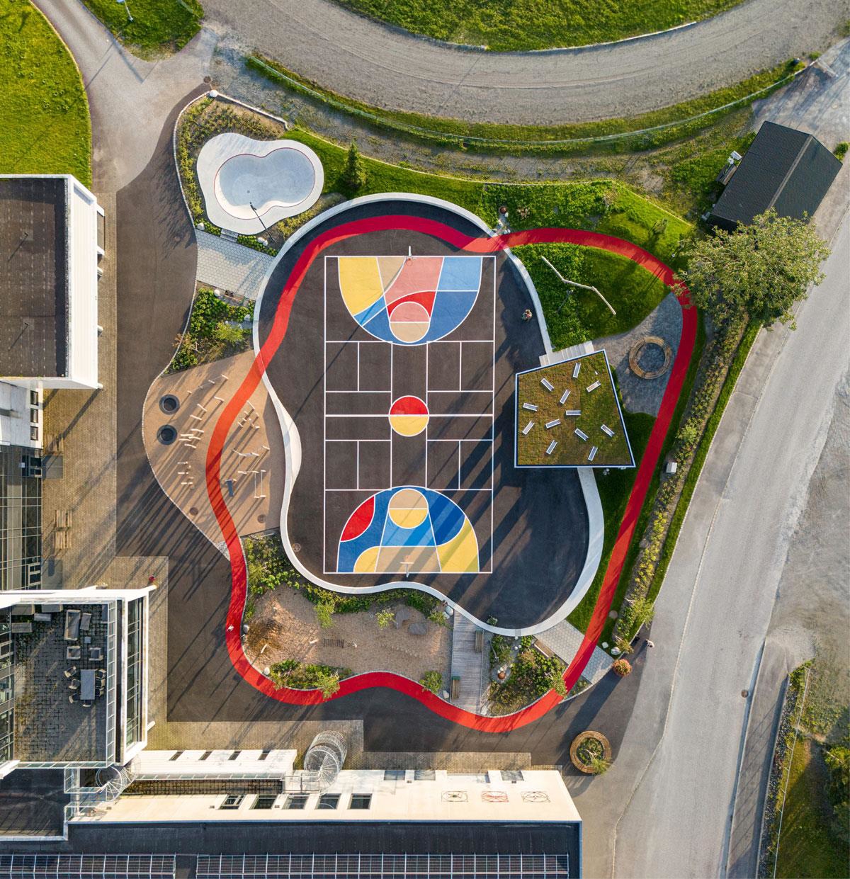 Photo of Skakkeringen Activity Park, Etnesjøen. Client: Etne municipality. Architect/Landscape architect: Local AS/PIR2 AS. Photo: Architectural photography by Artishot