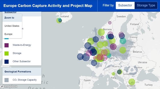 Europe Carbon Capture Activity and Project Map