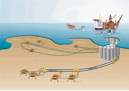 Figur 8.2 Skisse av Gullfaks satellitter