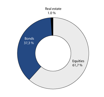 Figure 4.1 Distribution of the actual investments of the GPFG by asset classes at yearend 2013. Percent
