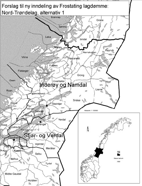 Figur  Forslag til ny inndeling, alternativ 1