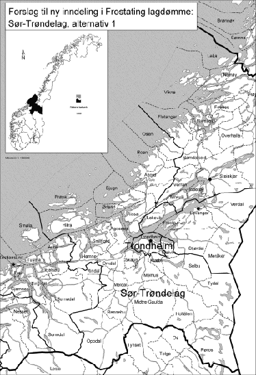 Figur  Forslag til ny inndeling, alternativ 1