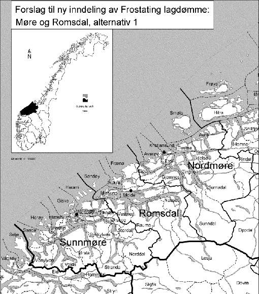 Figur  Forslag til ny inndeling, alternativ 1