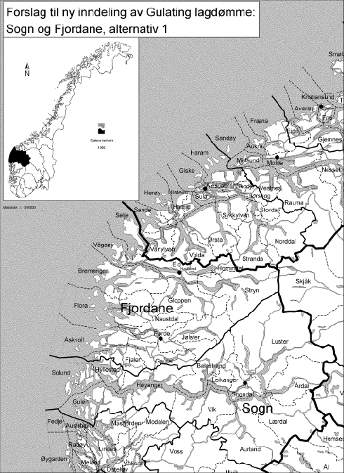 Figur  Forslag til ny inndeling, alternativ 1