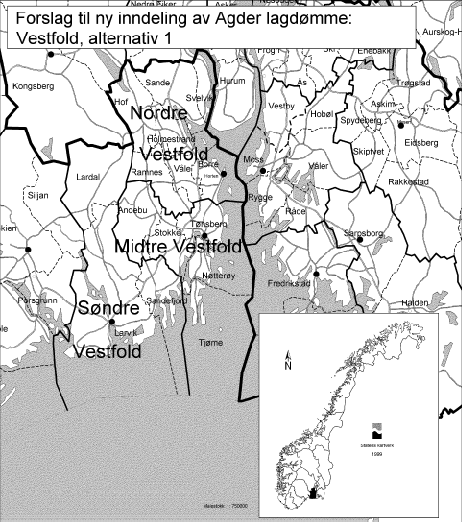 Figur  Forslag til ny inndeling, alternativ 1