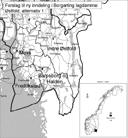 Figur  Forslag til ny inndeling, alternativ 1