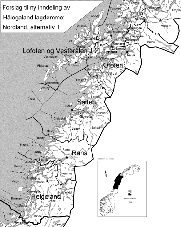 Figur  Forslag til ny inndeling, alternativ 1