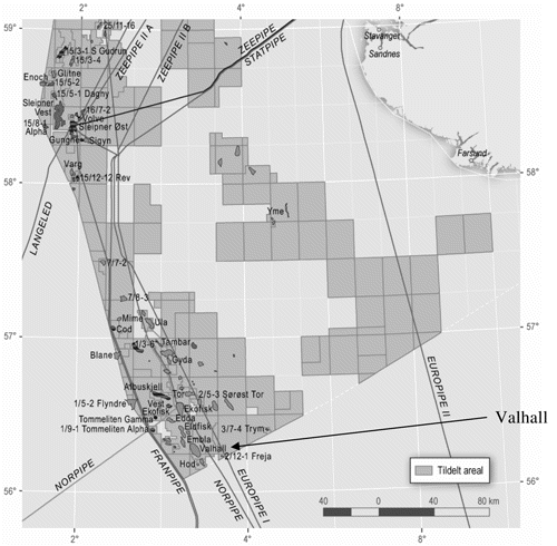 Figur 2.1 Oversiktskart over Valhall