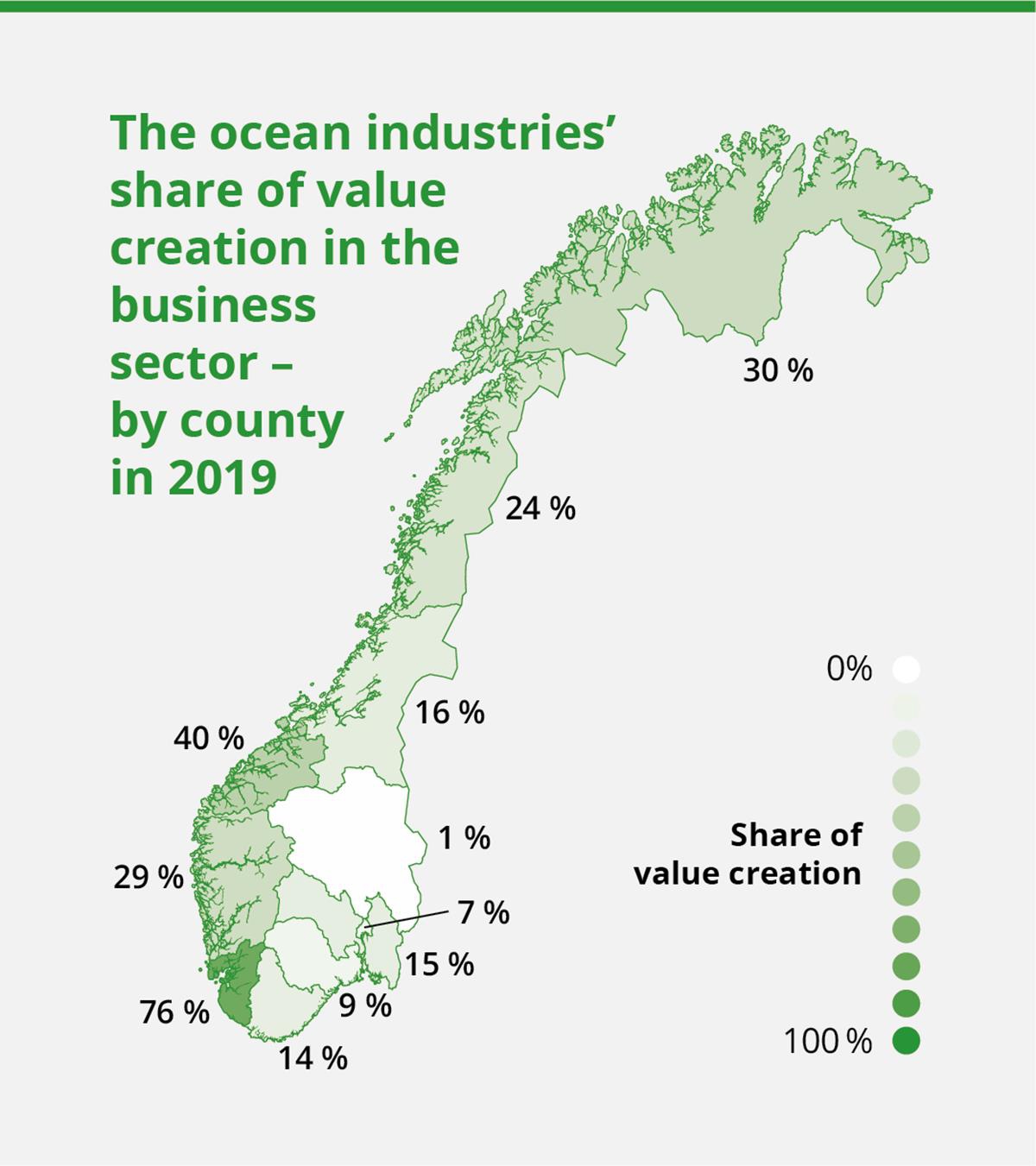 Illustration of a map of Norway divided by counties.