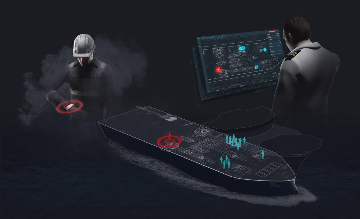 Illustrasjon som viser fremtidsrettet teknologi i maritim sektor.