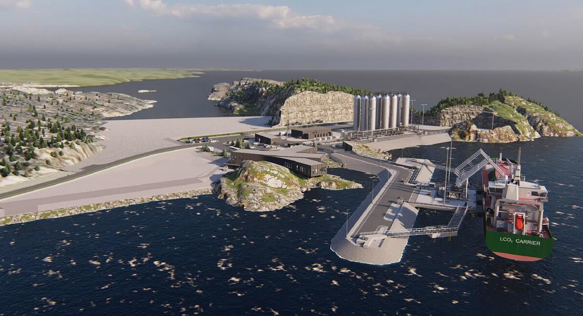 Stort landbasert anlegg for mottak og lagring av CO2.