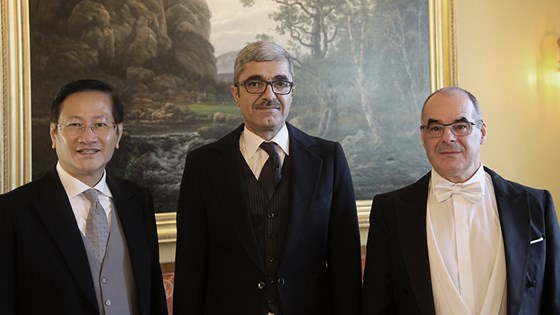 From left: Ambassador of Vietnam, H.E. Mr Hong Lam Le,  Ambassador of Tajikistan, H.E. Mr Idibek Kalandar, Ambassador of Andorra, H.E. Mr Gil Rossell Duchamps 
