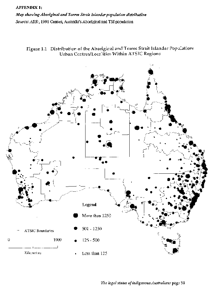 Figur 6.1 Vedlegg 1. Kart som viser utbredelsen av befolkningen av urinnvånere
 og Torres-stred-øyboere