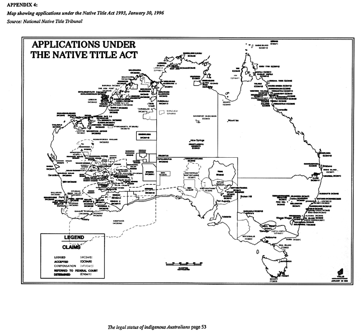 Figur 6.4 Vedlegg 4. Kart som viser søknader etter den føderale lov om
 innfødt hjemmel av 1993