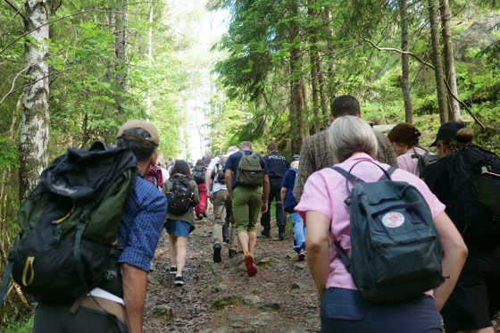 Folkemengde på tur i Østmarka