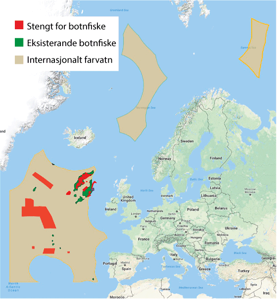 Figur 2.5 NEAFC si stenging av botnfiske i internasjonalt farvatn 
