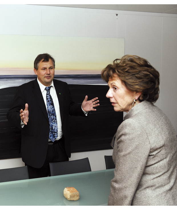 Figur 19.2 Olje- og energiminister Terje Riis-Johansen møter kommissær Neelie Kroes i november 2008.