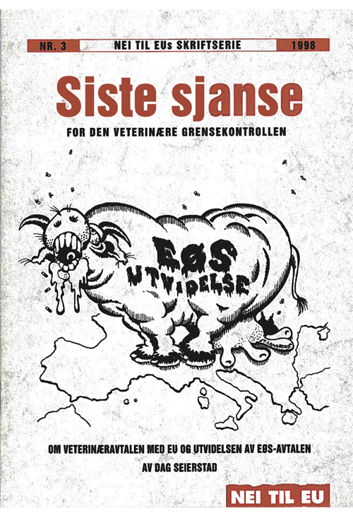 Figur 21.1 Den norske debatten om veterinæravtalen med EU i 1998 var opphetet. Her er et eksempel på hva slags dyr noen mente ville komme til Norge dersom man overtok EUs regler om mattrygghet og veterinære forhold.